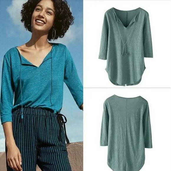 WRAP of LONDON Boho Beachy Linen Tassel Tie Front Casual Top Tunic White US 10 - Picture 2 of 14